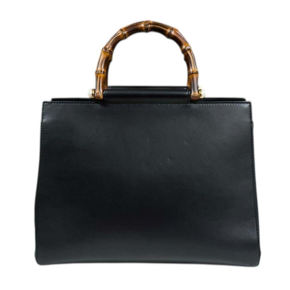 GUCCI Authentic Black Leather Bamboo Shoulder Bag - Picture 3 of 12